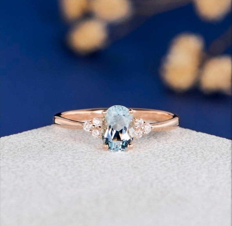 Oval Aquamarine Ring, Engagement Ring, Gold Ring, Handmade Rings,Girls