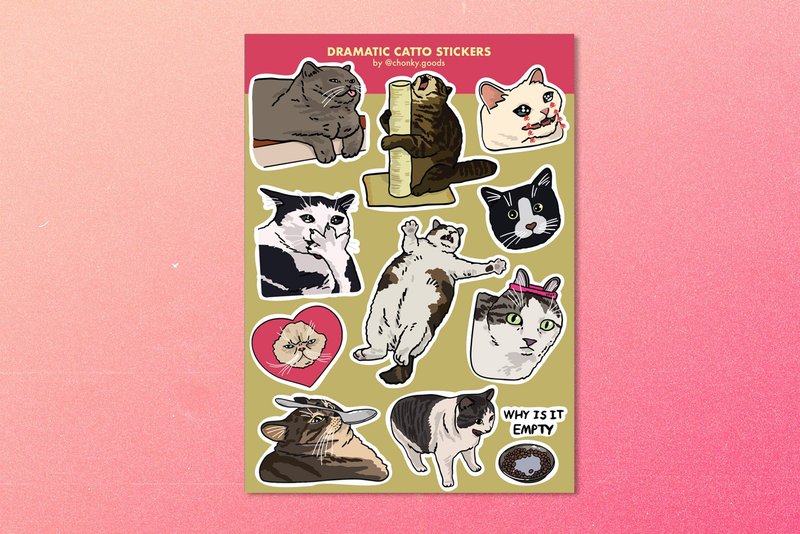 Sticker Sheets - Dramatic Cat Meme - 貼紙 - 塑膠