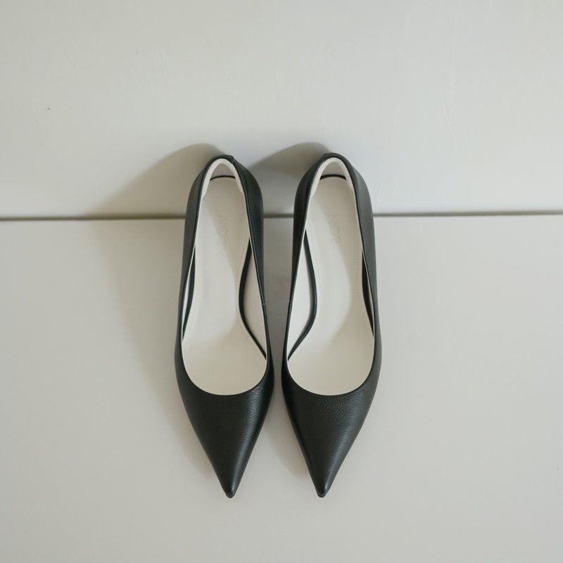 歐美簡約-淺口細高跟-深綠色 - 高跟鞋/跟鞋 - 真皮 綠色