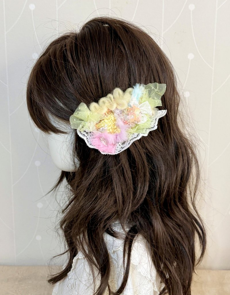 手工拼接 / 串珠紗線髮夾 BB夾 瀏海夾 手工髮飾 - 髮夾/髮圈 - 其他材質 多色