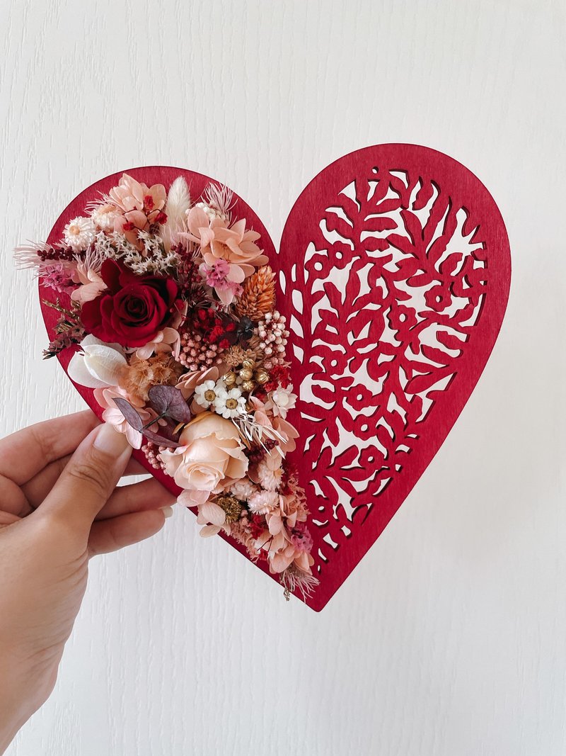 Miss。花謎 愛心花圈裝飾 情人節 七夕 禮物 - 乾燥花/永生花 - 植物.花 紅色