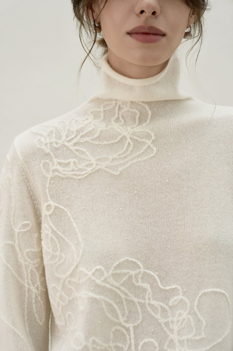 法式復古 / 高領針織打底衫毛衣 / 羊絨混紡 - 女毛衣/針織衫 - 其他材質 多色