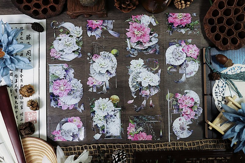 OKMT新七天原創社團咕卡貼紙PET手帳手賬膠帶  特殊工藝 窗軒芙蓉 - 紙膠帶/和紙/PET - 塑膠