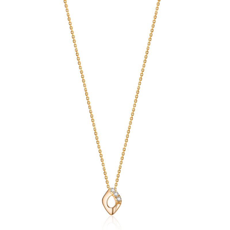 14K gold diamond pavé necklace