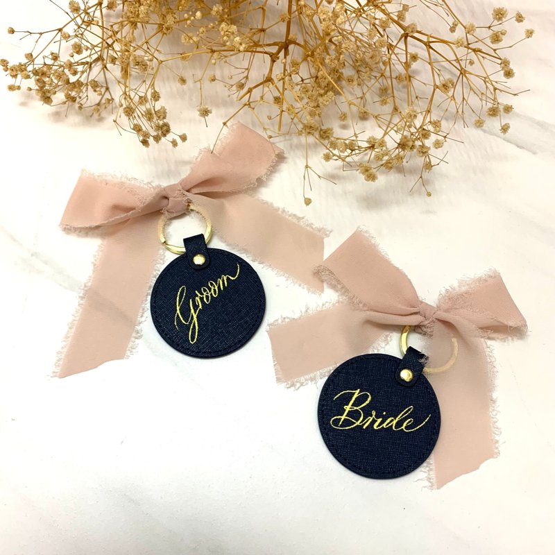 【客制】真皮 圓形 賓客座位牌 燙金名字 可作匙扣牌 - 鑰匙圈/鑰匙包 - 真皮 多色