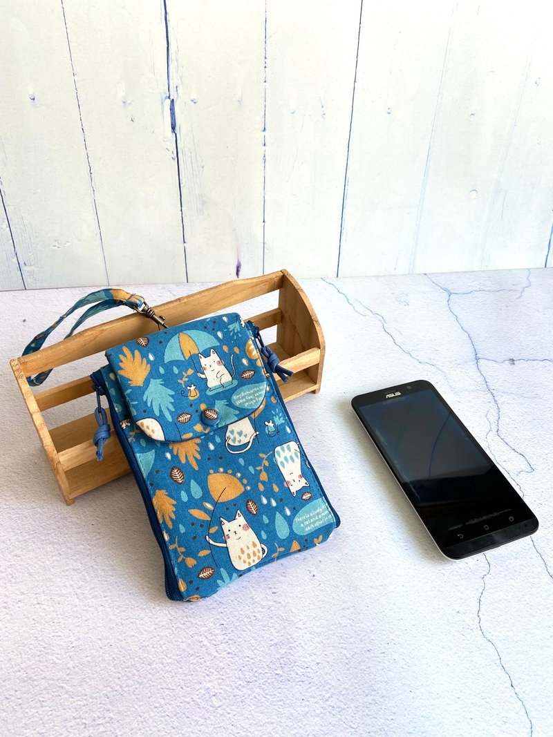 喵朋友手機收納袋 附贈手腕帶 可加購可調式蠟繩背帶 - 側背包/斜背包 - 棉.麻