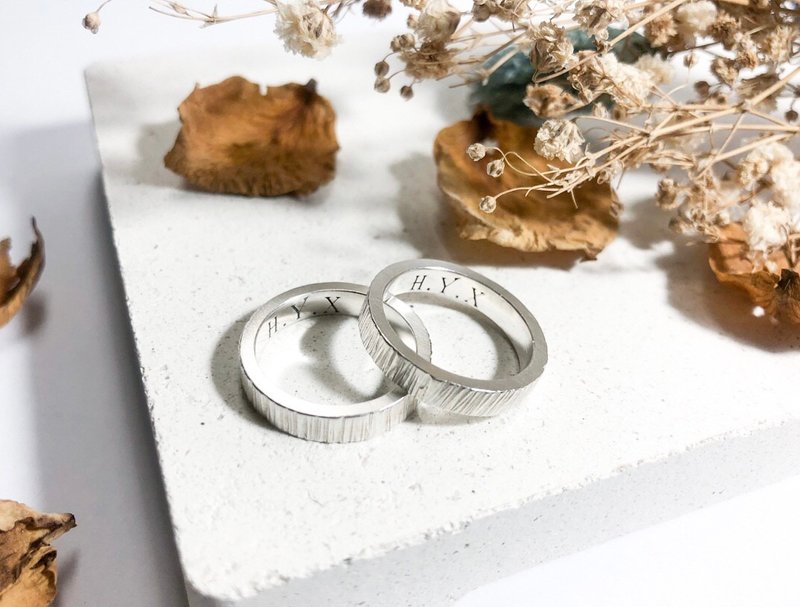 999 sterling silver tree texture ring