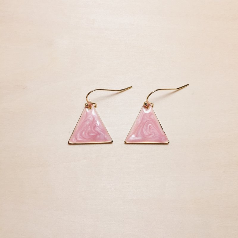 Vintage pink drop glaze triangle earrings