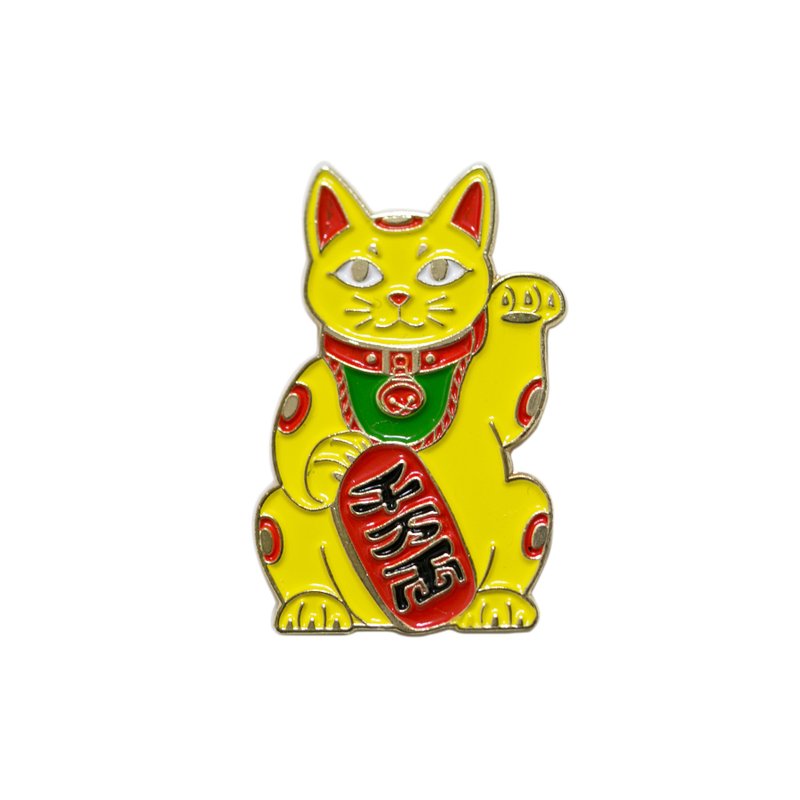 Maneki Cat Yellow Pin