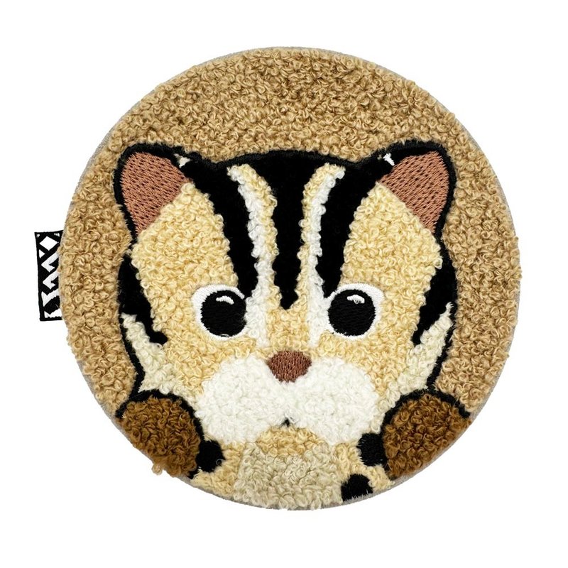 【森林動物系列】石虎刺繡杯墊 - 杯墊 - 繡線 卡其色