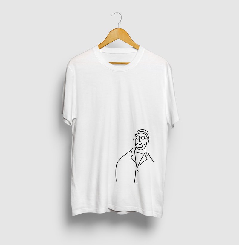 Uncle Round Glasses Illustration T-shirt