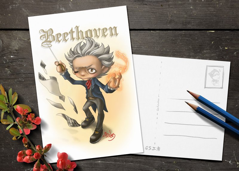 Postcard - Musicians : Cute Beethovan