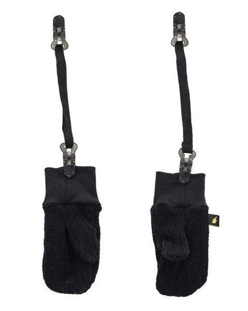Personalized black wool gloves (with clip chain)