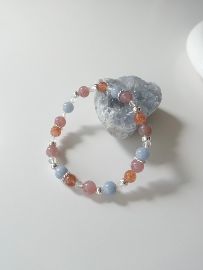Sky Blossom/天使石 紫馬粉晶 金太陽石 白水晶/水晶手鍊 客製化 - 手鍊/手環 - 水晶 粉紅色