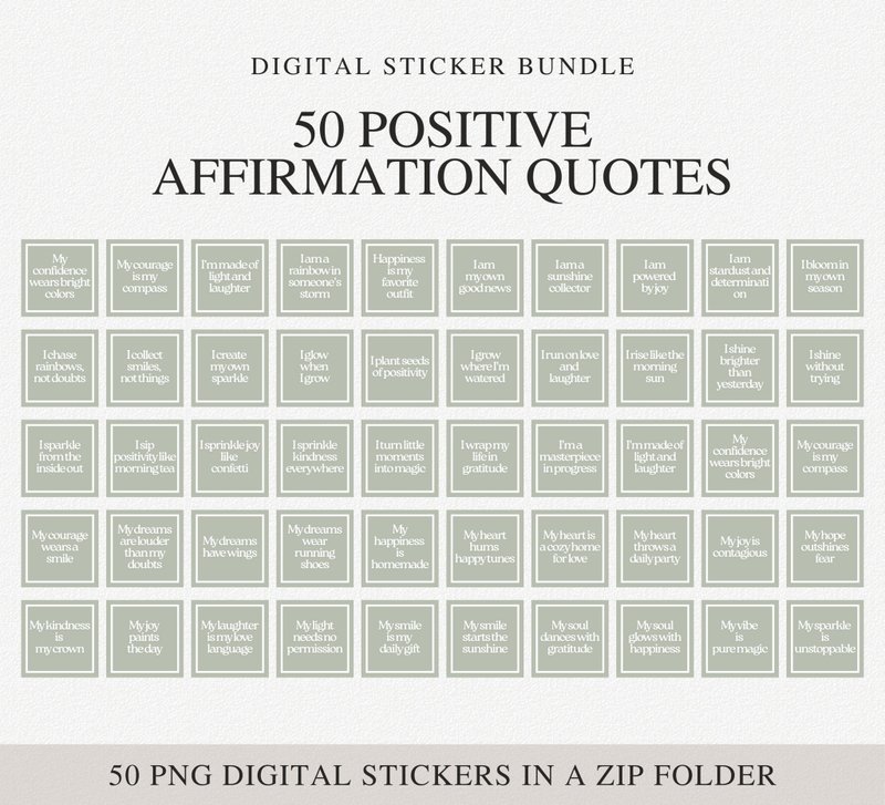 Bundle of 50 Positive Affirmation Stickers: Motivational Self-Love Quotes - 電腦手機桌布/貼圖/App 圖示 - 其他材質