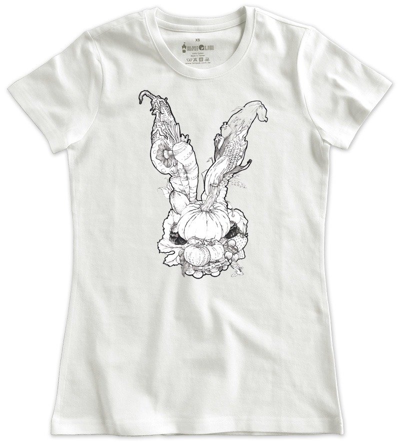 Classic white short-sleeved T-shirt _ vegetable rabbit