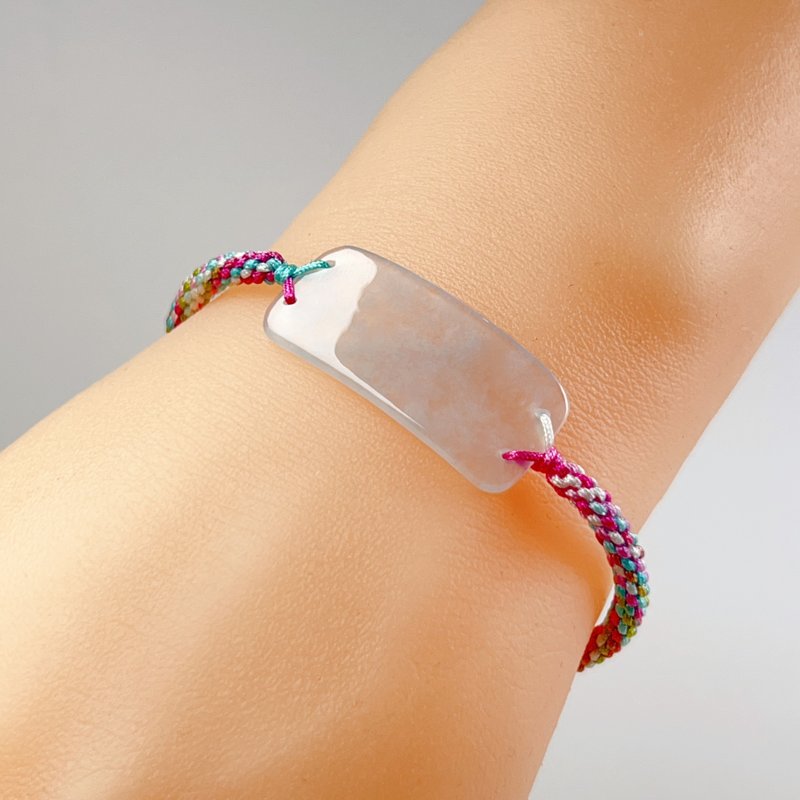 【願‧無事】玻璃種翡翠無事牌編織手鍊| 天然緬甸翡翠A貨| 送禮 - 手鍊/手環 - 玉石 透明