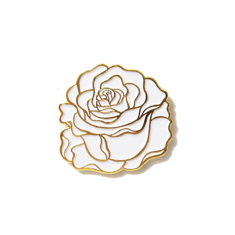 White Rose Gold Border Pin