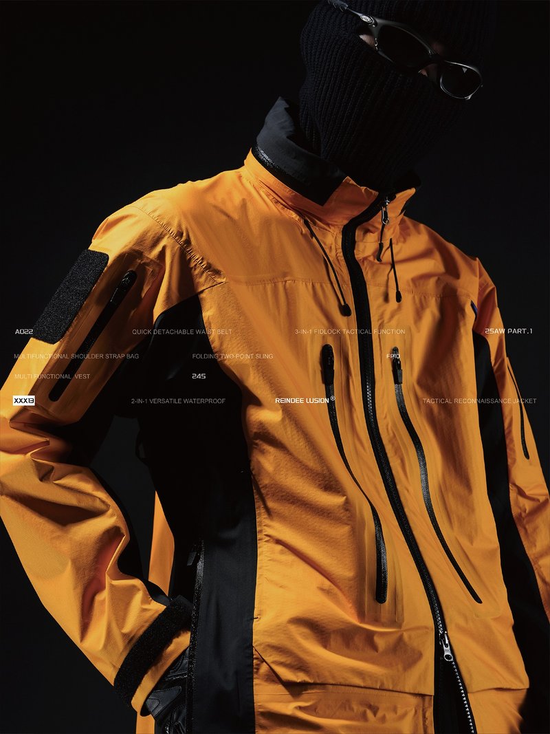 熔岩影橙 2合1全能防水透氣戰術偵察沖鋒衣 - 男夾克/外套 - 其他材質 黃色