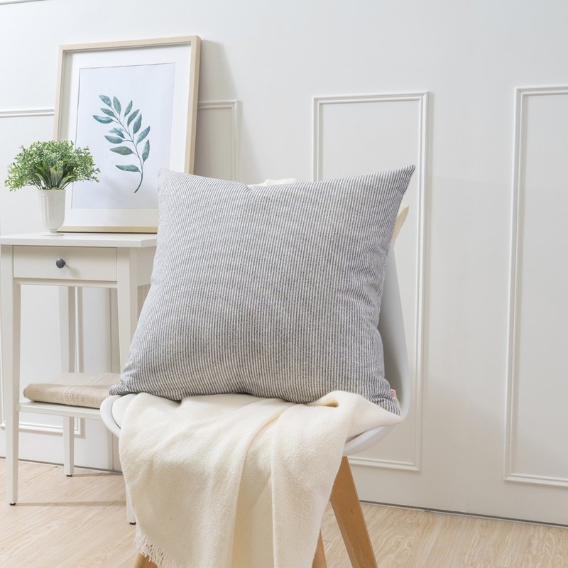 百搭純色抱枕-條紋黑 - 枕頭/抱枕 - 棉.麻