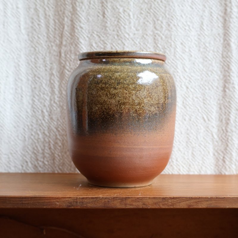 朱泥 柴燒陶茶倉 茶葉罐 - 茶壺/茶杯/茶具 - 陶 咖啡色