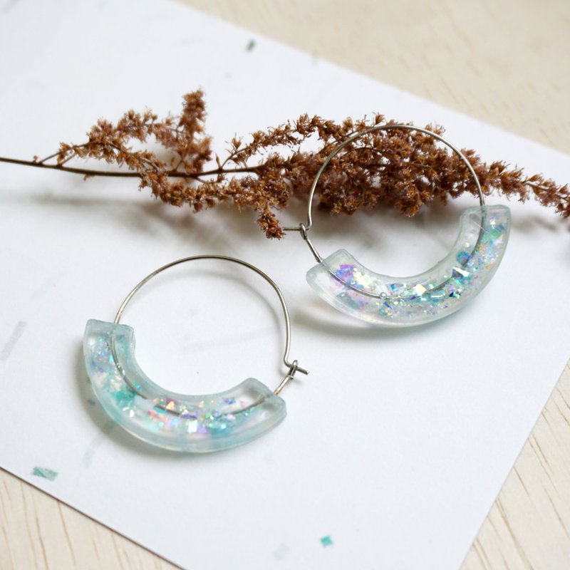 Whimsical Moon Hoop Earrings - Sea Blue