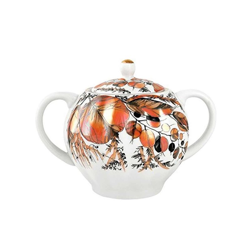 俄羅斯Imperial Porcelain夕陽花園22K金手工450ml糖罐(5盎司) - 茶壺/茶杯/茶具 - 瓷 金色