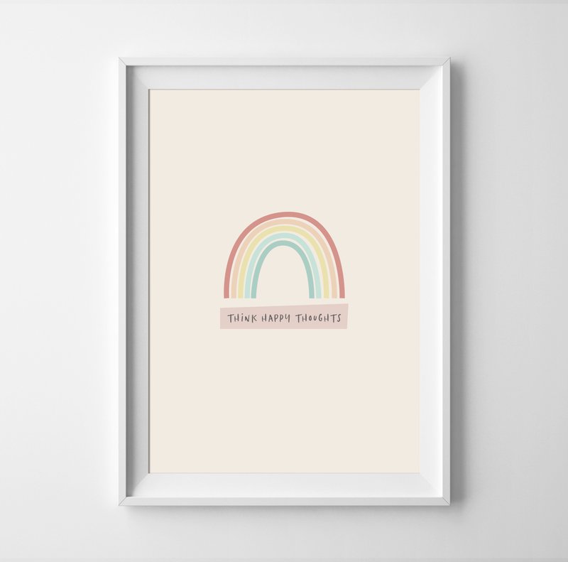 Think happy thoughts // rainbow print customizable posters