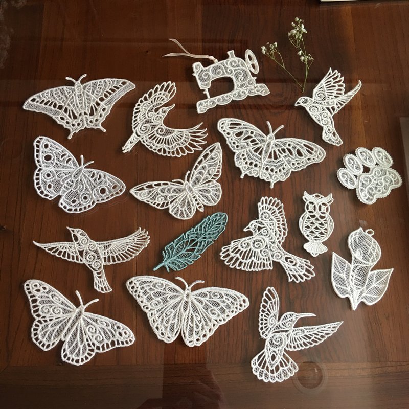 Lace Embroidered Bird Lace Embroidered Butterfly