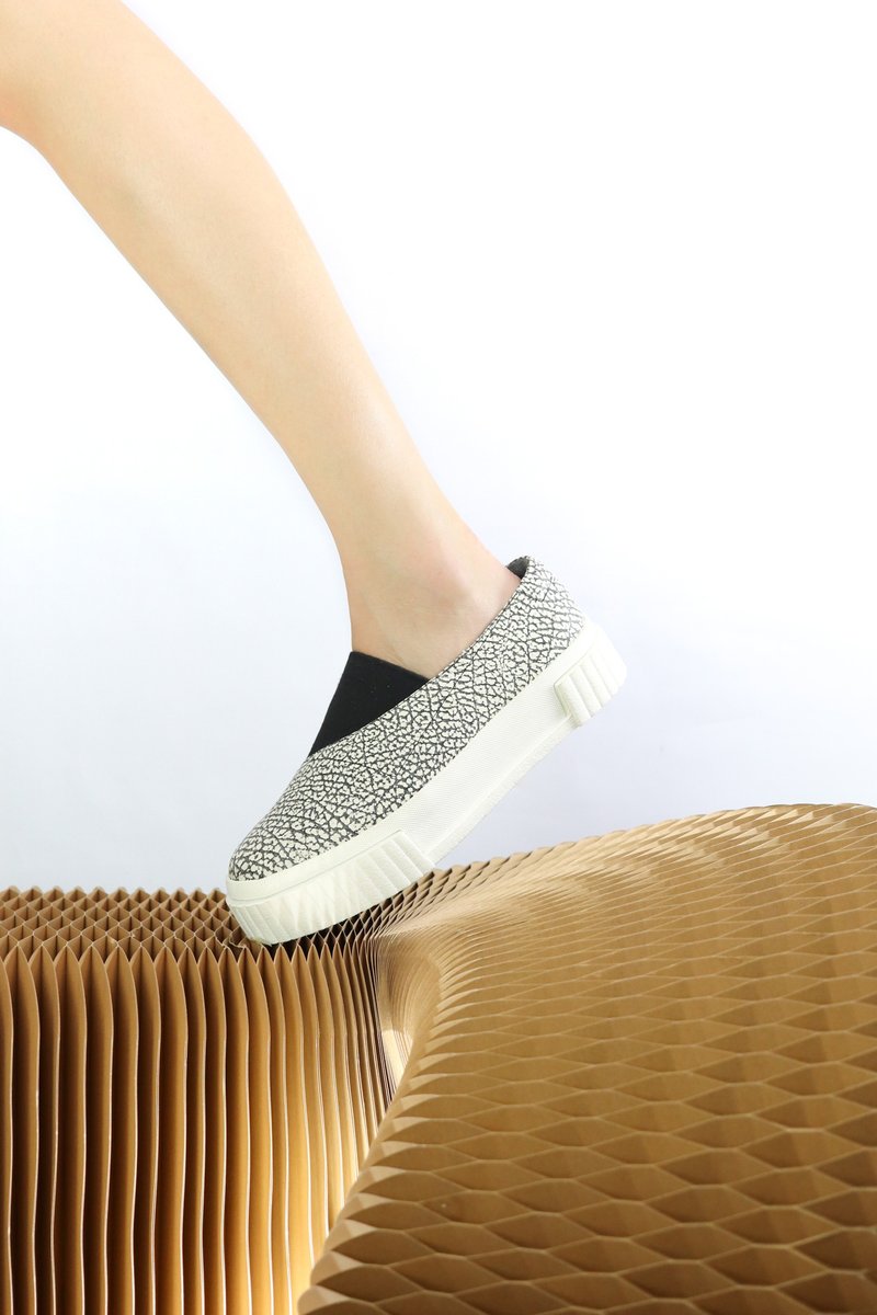 black and white elephant pattern leather sneaker