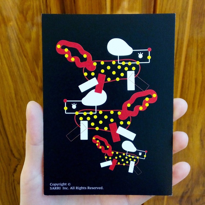 Dancing Dog Postcard Birthday Card Design Coloring Illustration Drawings Card Universal Card Art Fine Arts Modern Lovers Love Special Interesting Weird Features Weird Cute Taiwan Yellow Fun Funny Eye-catching Tale of Art Sequins Glitters Cool Not Famous Br