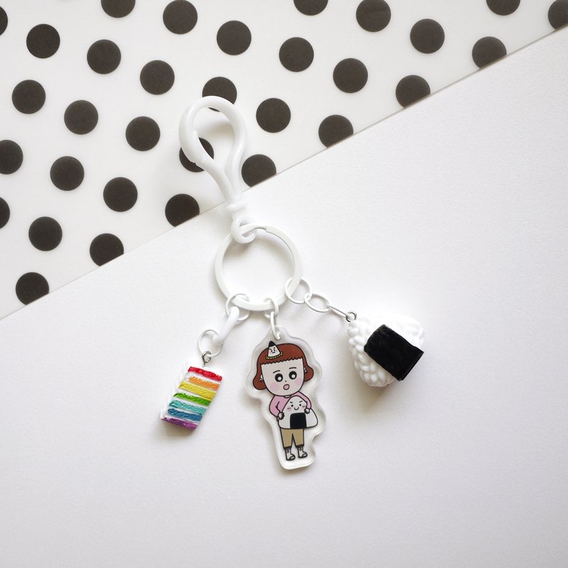 White / / healing power full of rice balls - fructose hand made charm / key ring