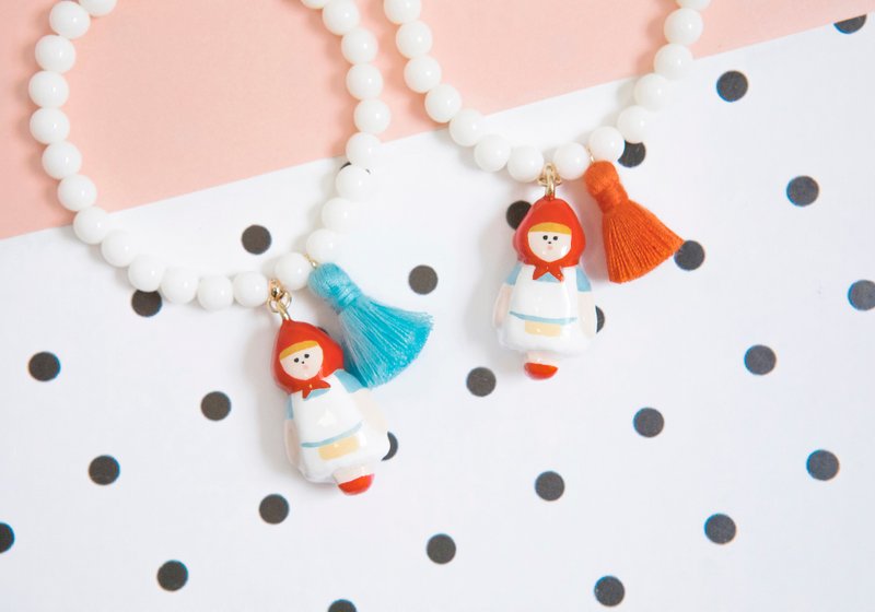 Childhoood Little Red Riding Hood flexible rubber beads bracelet