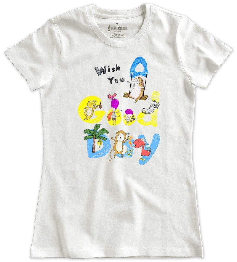 Classic white short-sleeved T-shirt _A good day!
