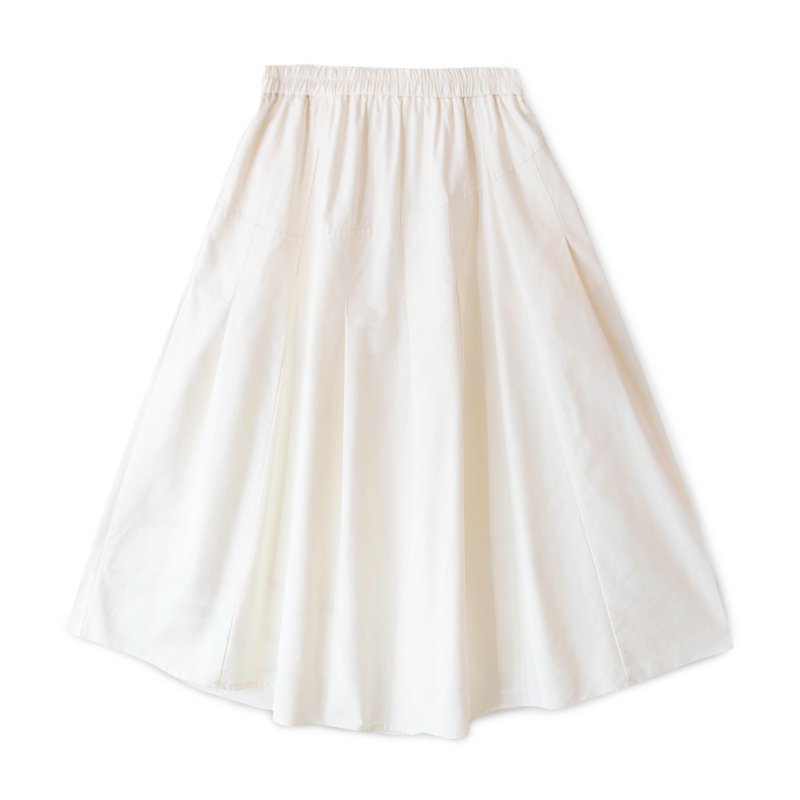 【Simply Yours】車線拼接傘裙 白F - 裙子/長裙 - 棉.麻 白色