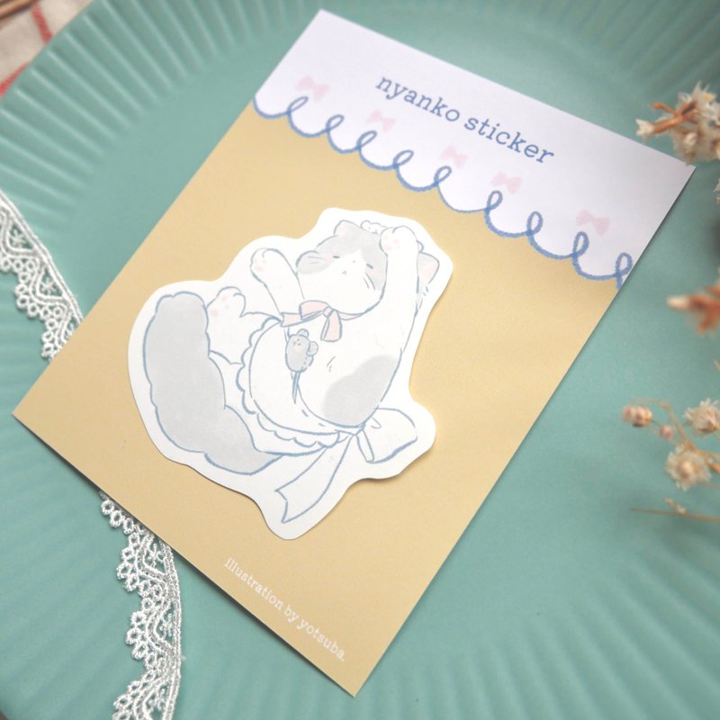 ステッカー おひるねねこちゃん - 貼紙 - 紙 白色