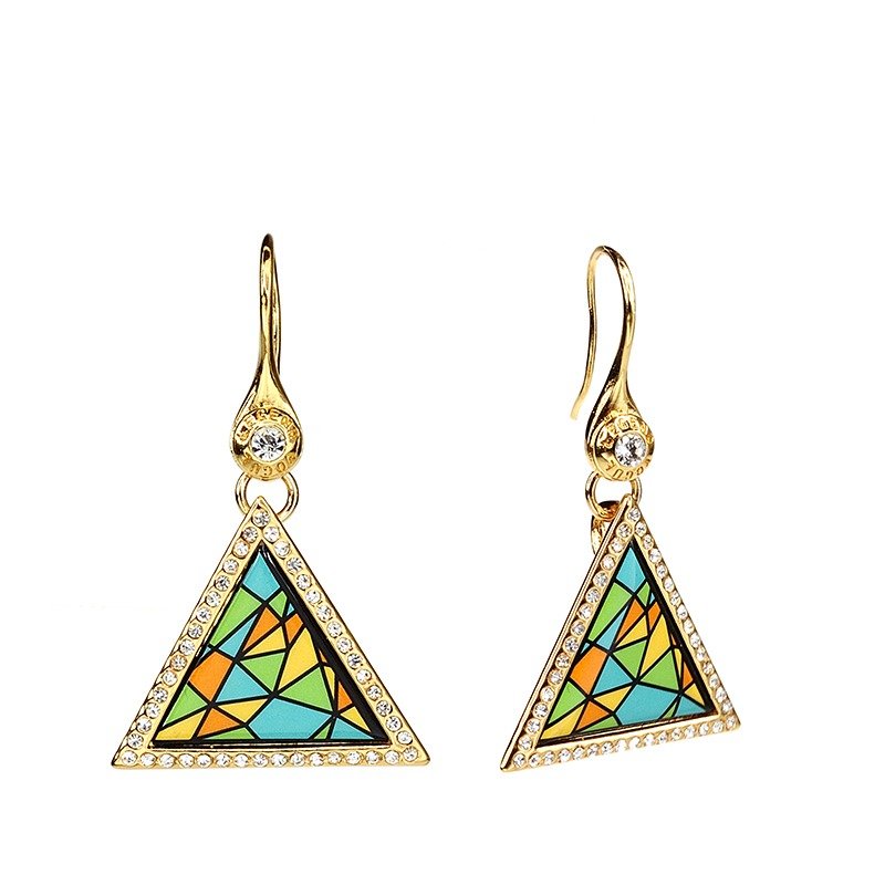 Pyramid Neuth printed enamel earrings (gold) -39,112,151,148