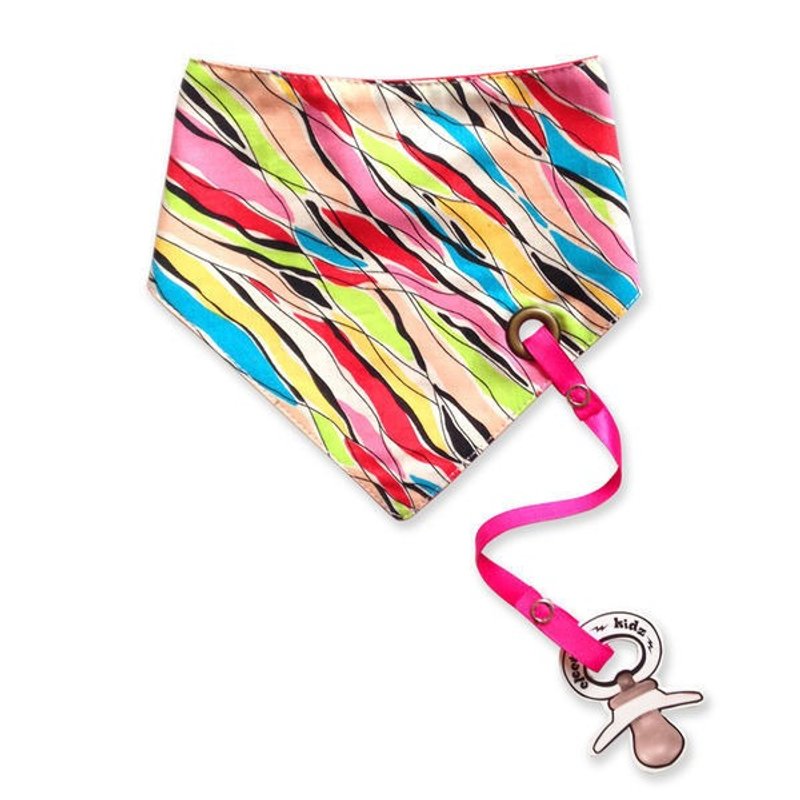 Colored rear tied bib scarf (with pacifier chain)