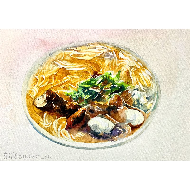 Yu Yu watercolor painting glittering noodle noodle line can order watercolor sketch watercolor watercolor painting decorative painting