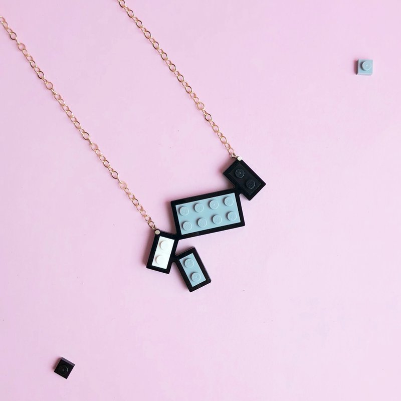 Classic Black White Grey LEGO Necklace