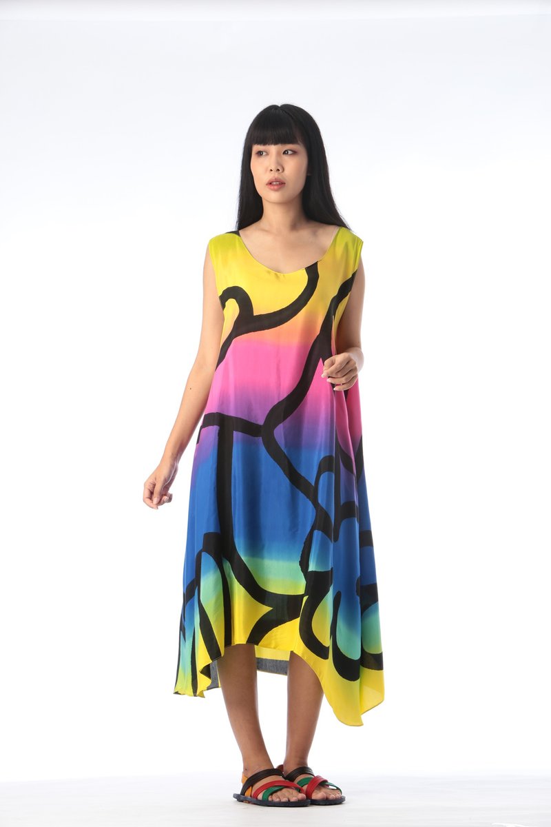 Dress Hand Paint Soft Cotton for Yoga Vacation Holidays Summer Beach S,M,L,XL