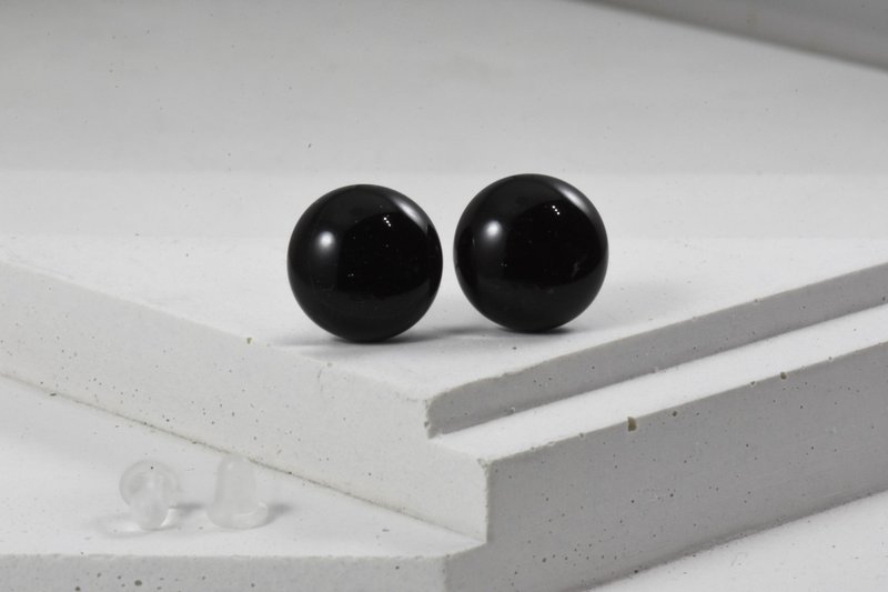 Glass earrings - (circle) Pantone Black