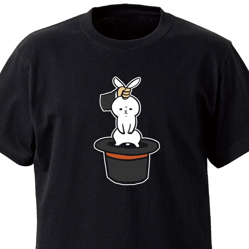 ウサギが出る手品【ブラック】ekot Tシャツ イラスト-タカ【笹川ラメ子】