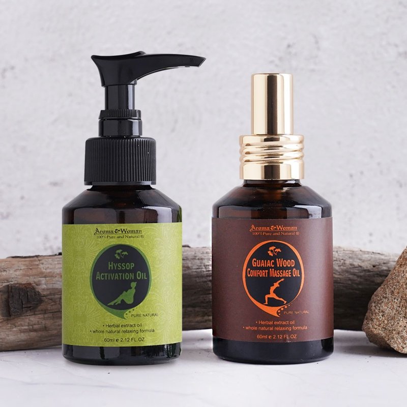 Guaiac Wood Comfort Massage Oil and Hyssop Vein Comfort Repair Oil