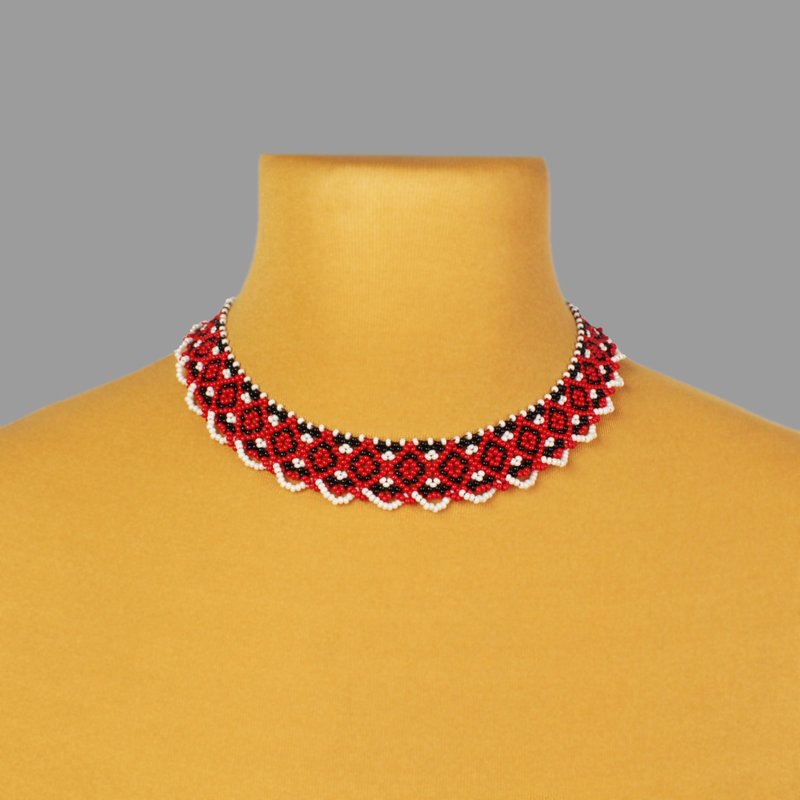 Red beaded necklace for woman - 項鍊 - 玻璃 紅色