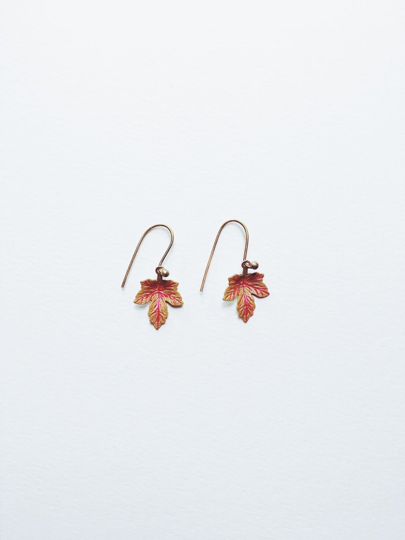 Hand Painted Earrings-Maple Leaf