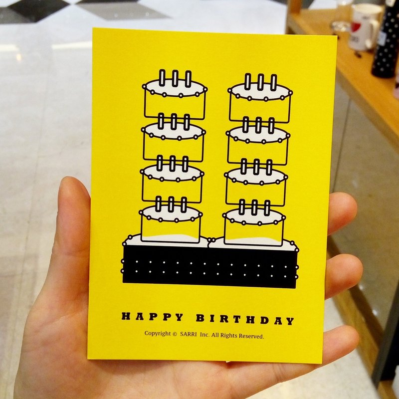 "Happy Birthday" Postcard Birthday Card Design Coloring Illustration Photo Album Card Universal Card Art Fine Art Modern Lovers Love Special Interesting Weird Features Weird Cute Taiwan Yellow Fun Funny Eye-catching Art Sequin Flash Cool Not Famo