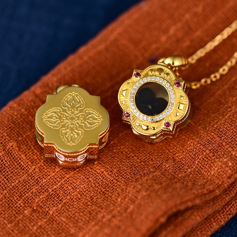 S925純銀鍍金【琺瑯彩壇城嘎烏盒】吊墜項墜藏式民族風可打開 - 項鍊 - 貴金屬