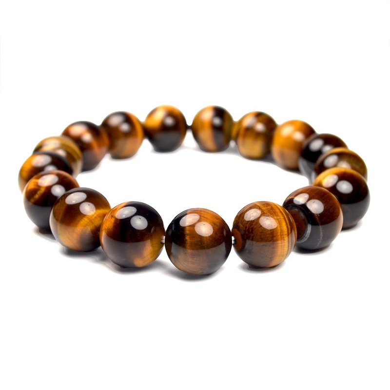 【正佳珠寶】黃虎眼石 經典沈著 12mm 圓珠手珠 日本彈力繩 - 手鍊/手環 - 半寶石 多色