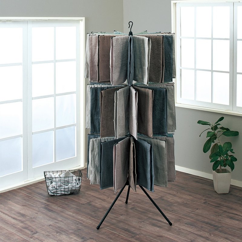 日本天馬 PORISH 室內用摺疊傘型毛巾架(三層)-DIY - 衣架/衣帽架/掛勾 - 其他材質 黑色